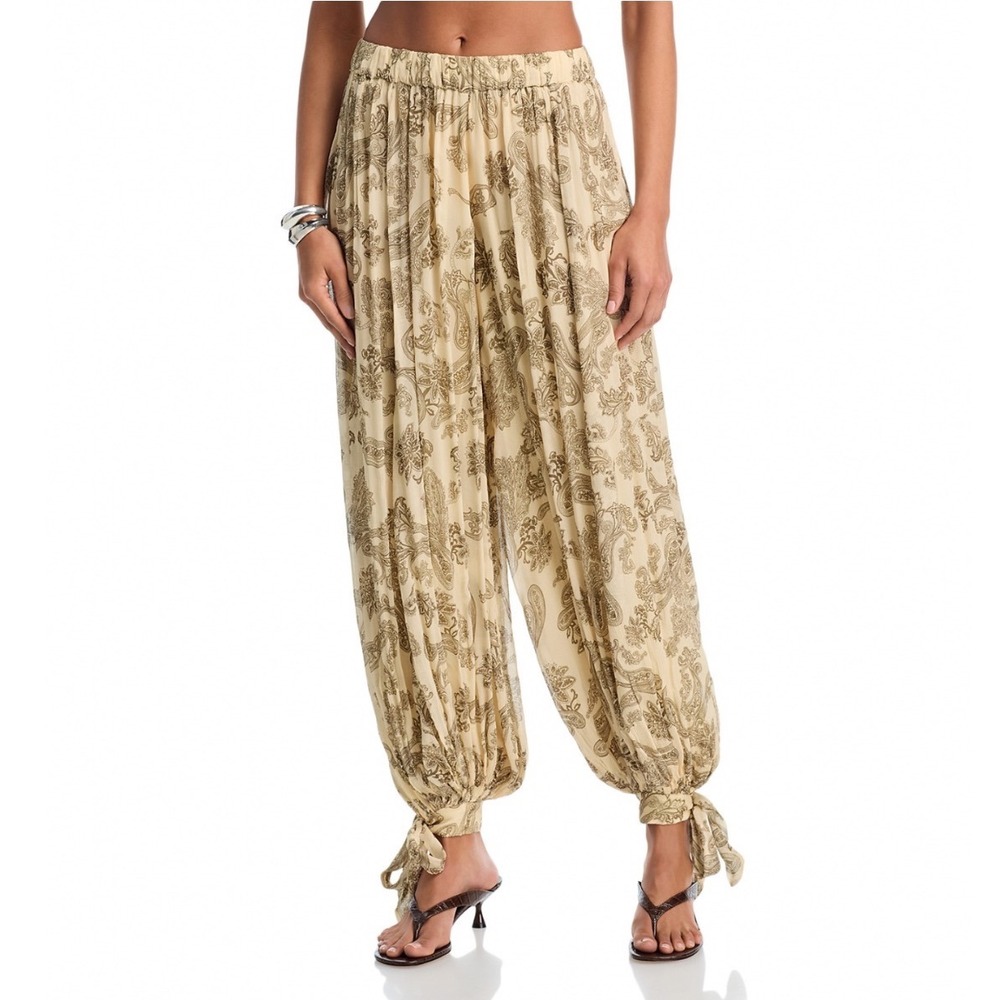 Hemant and Nandita Harem Pants Paisley Print Tie Cuff HN-DANI-6190 Multi XS NEW